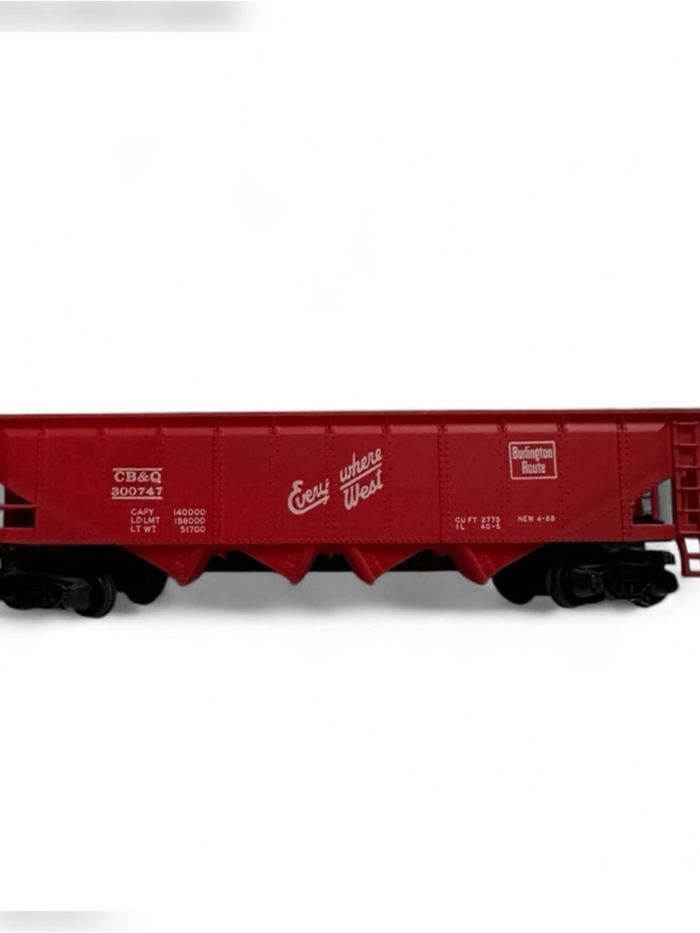 Vintage Red Tyco Ho Scale Model Hopper Freight Car - 'Even where West' Graphics